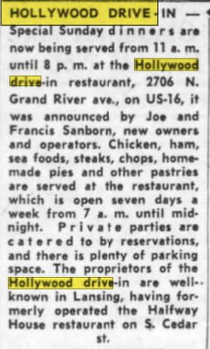 Hollywood Drive-In (Tonys Lounge) - Mar 1958 Ad